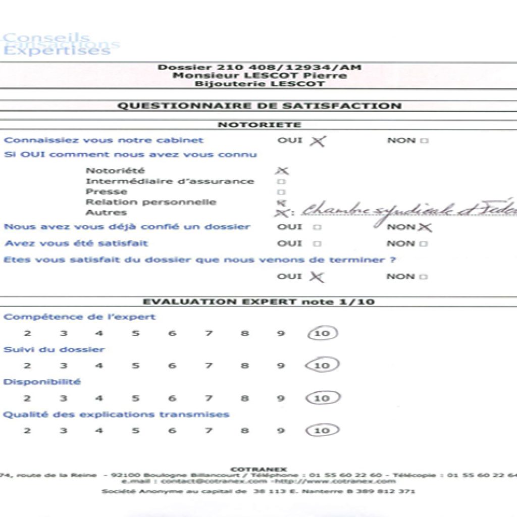QCM CLIENTS - COTRANEX - ALAIN MESSIKA